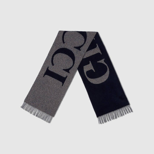 GUCCI 古驰 男士提花徽标字样羊毛混纺围巾 灰色 644403 4GA41 4368 商品图2