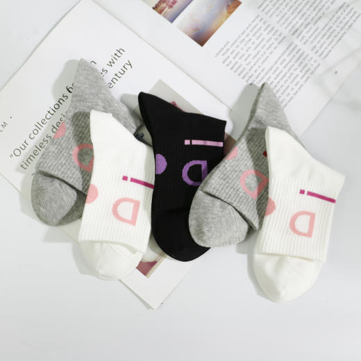 女丨女士时尚休闲袜精梳棉运动袜四季棉袜中筒女袜【2双装 6双6折 2112102】 商品图1