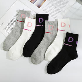 女丨女士时尚休闲袜精梳棉运动袜四季棉袜中筒女袜【2双装 6双6折 2112102】