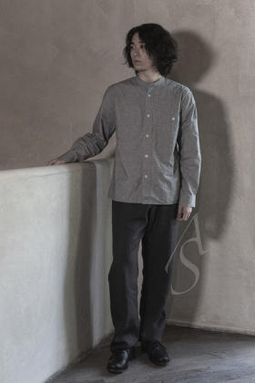 MHL 男士灰白色小立领衬衫