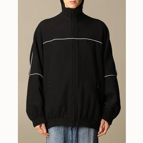 BALENCIAGA 巴黎世家 女士刺绣徽标绒绒高领运动夹克外套 黑色 643053 TJQ32 1000