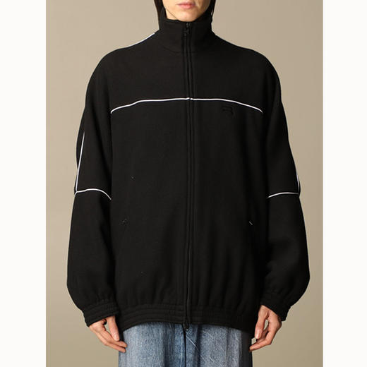 BALENCIAGA 巴黎世家 女士刺绣徽标绒绒高领运动夹克外套 黑色 643053 TJQ32 1000 商品图0