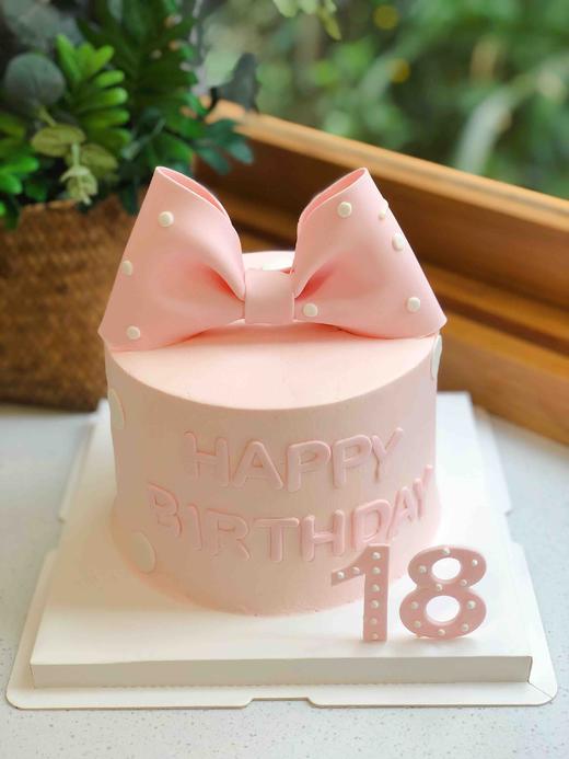 粉色翻糖蝴蝶结 奶油蛋糕 下单前请仔细阅读商品详情 商品图0