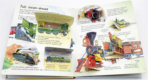 看里面系列 揭秘火车 英文原版 Usborne See Inside Trains 尤斯伯恩 大开本 纸板翻翻书 儿童科普认知绘本 英文版进口英语书籍 商品图1