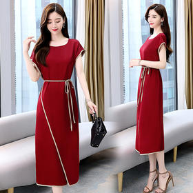 HR  WH87289缎面时尚洋气不规则连衣裙