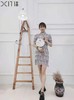 昔缇黑底白色印花旗袍连衣裙 商品缩略图0