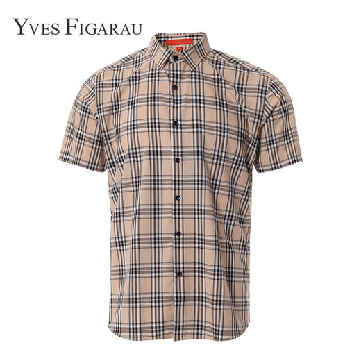 YvesFigarau伊夫·费嘉罗夏季新款商务休闲格纹舒适透气短袖衬衫912462 商品图4