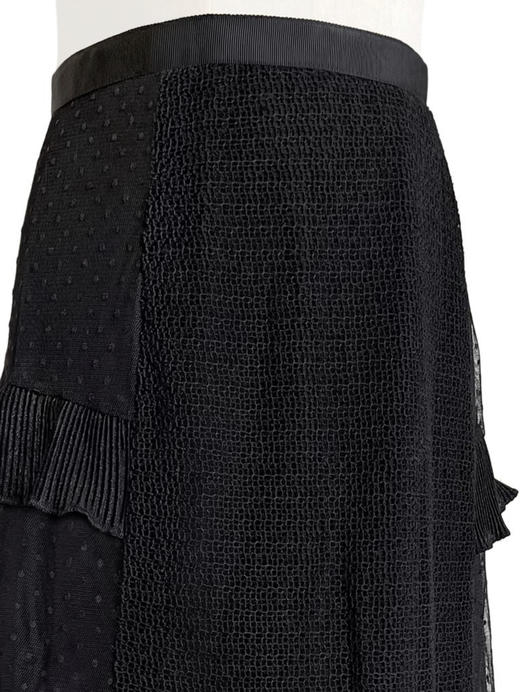 TYNVIE 蕾丝拼接直筒半身裙 - 黑色 商品图5