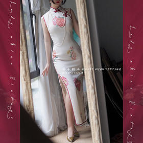 #1102【复团】喵娘精工/定制/《妖无格》芍药印花削肩民国风复古旗袍