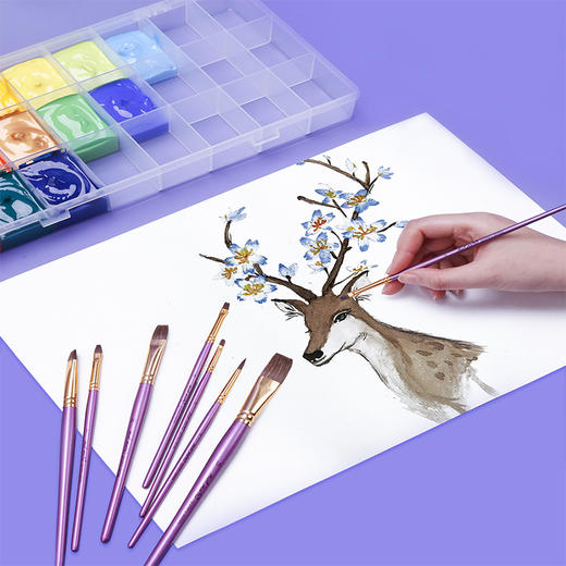 蒙玛特专业水彩画笔5支套（2支圆峰+2支扁峰+1支胖圆峰）文具绘画美术工具 商品图0