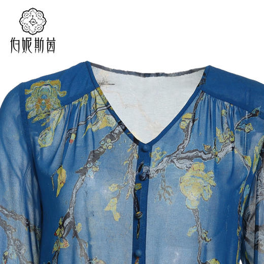 【伯妮斯茵】162S021--蓝色连衣裙--花季的巴旦杏--《生命之美-梵高的花园》 商品图3