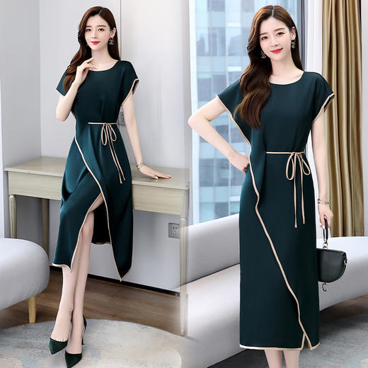 HR  WH87289缎面时尚洋气不规则连衣裙 商品图2