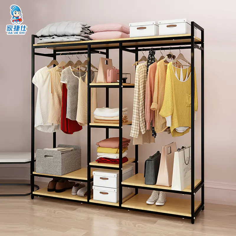 简约衣帽架落地卧室实木挂衣架房间收纳衣服架宿舍家用衣柜置物架