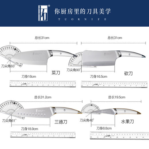 拓 海鸥菜刀套装家用厨刀组合进口不锈钢锋利切片刀厨房刀具套装 商品图7