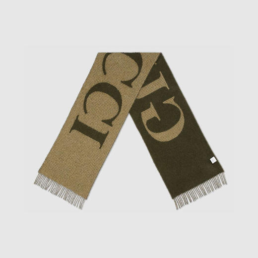 GUCCI 古驰 男士提花徽标字样羊毛混纺围巾 绿色 644403 4GA41 3366 商品图0