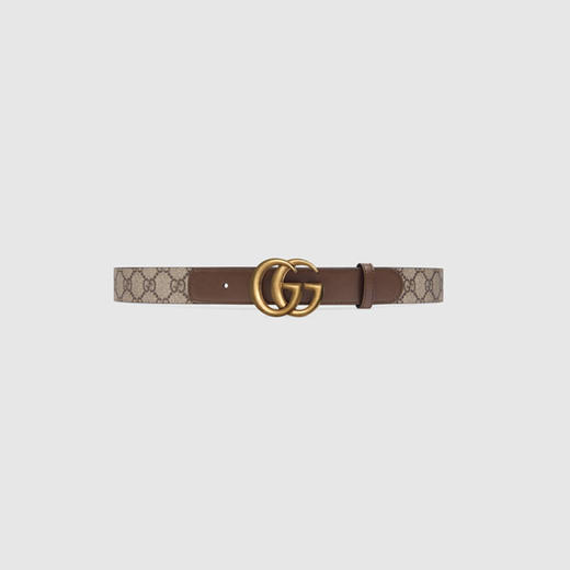 GUCCI 古驰 女士双 G 搭扣 GG 皮革腰带 棕色 625839 92TLT 8358 商品图0