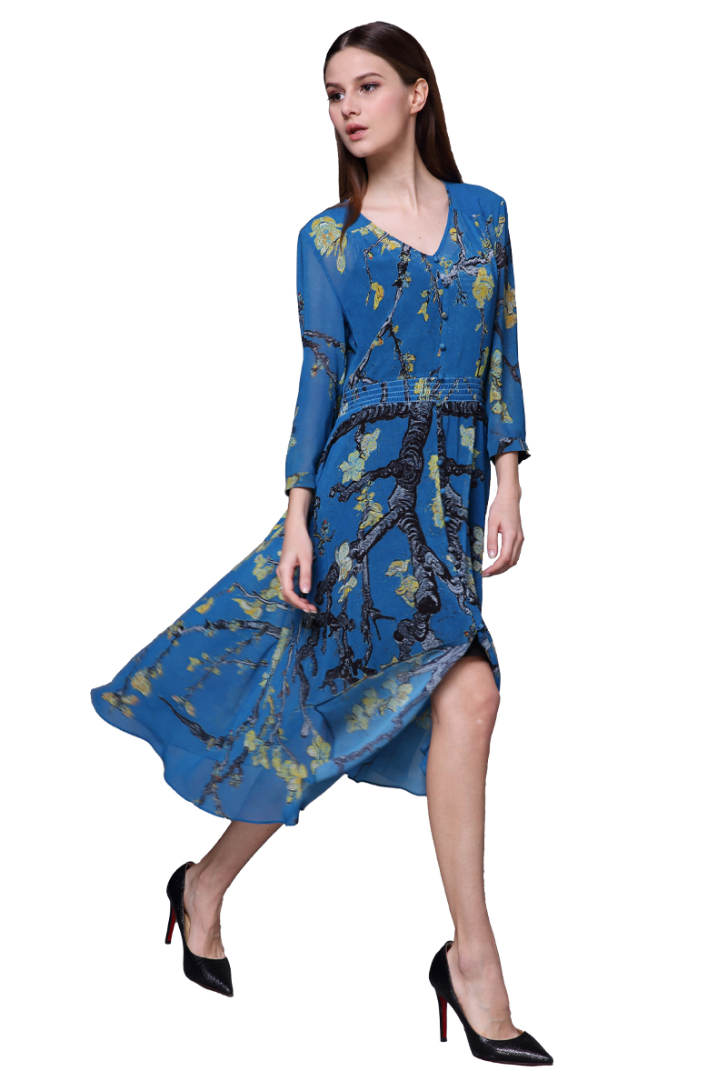 【伯妮斯茵】162S021--蓝色连衣裙--花季的巴旦杏--《生命之美-梵高的花园》