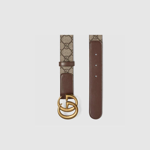 GUCCI 古驰 女士双 G 搭扣 GG 皮革腰带 棕色 625839 92TLT 8358 商品图1