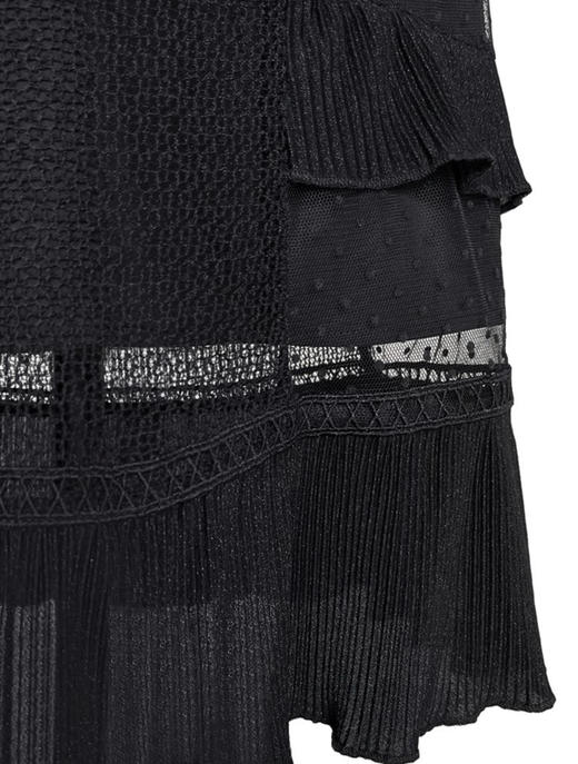 TYNVIE 蕾丝拼接直筒半身裙 - 黑色 商品图4