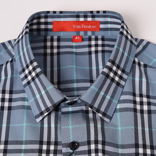 YvesFigarau伊夫·费嘉罗夏季新款商务休闲格纹舒适透气短袖衬衫912463 商品图6