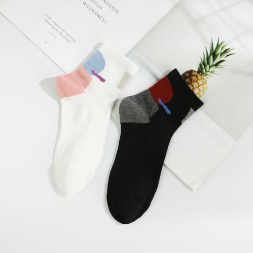 女丨女士时尚休闲袜精梳棉运动袜四季棉袜中筒女袜【2双装 6双6折 2112101】 商品图2