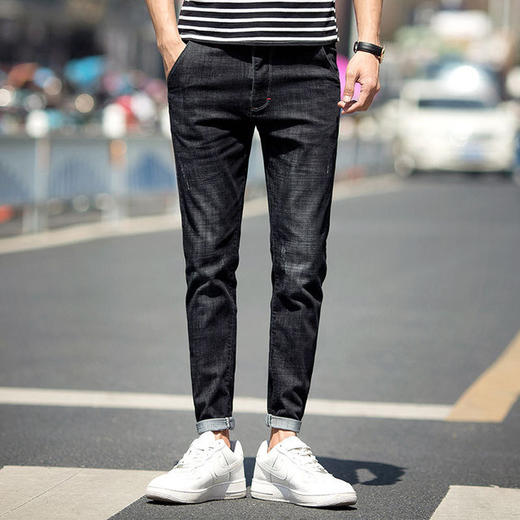 【服饰鞋包】*英伦剑客韩版修身时尚潮流百搭休闲弹力港风男士九分牛仔裤 商品图3