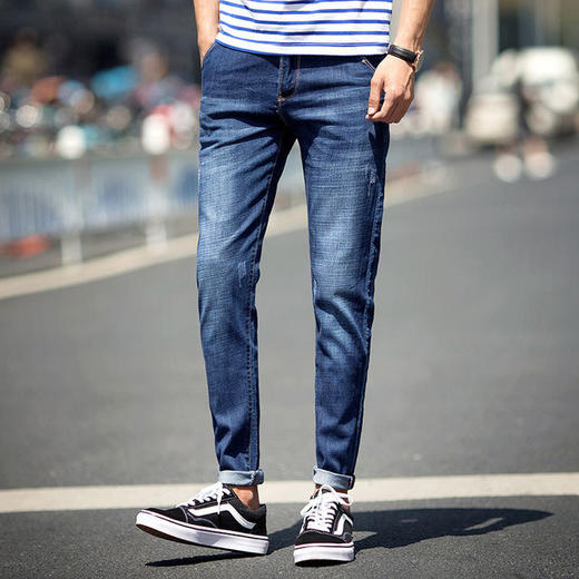 【服饰鞋包】*英伦剑客韩版修身时尚潮流百搭休闲弹力港风男士九分牛仔裤 商品图1
