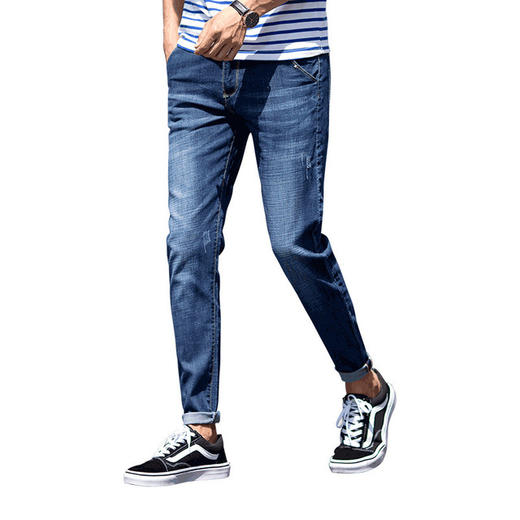 【服饰鞋包】*英伦剑客韩版修身时尚潮流百搭休闲弹力港风男士九分牛仔裤 商品图0