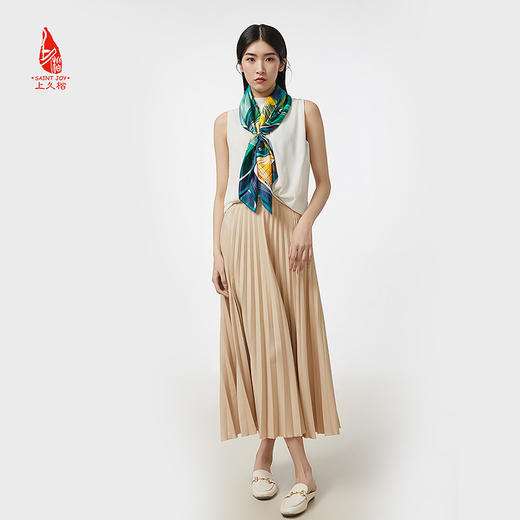 SAINTJOY/上久楷 真丝方巾 境幽风轻飏 绿色&紫色 FJS19003 商品图3
