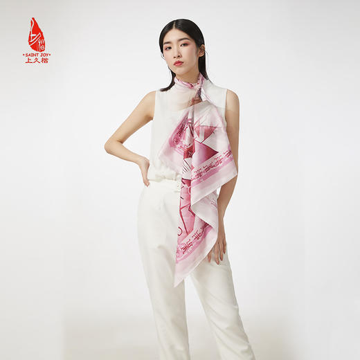 SAINTJOY/上久楷 真丝方巾 贺兰口岩画印象FJS19027 商品图2