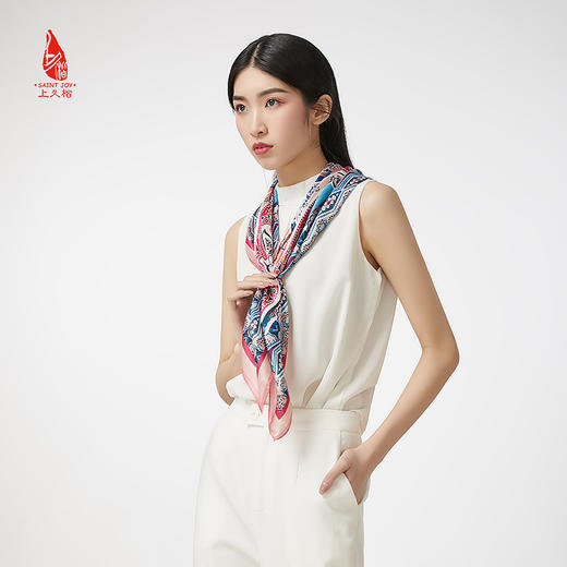 SAINTJOY/上久楷 真丝方巾 锦绣满天FJS19049 商品图4