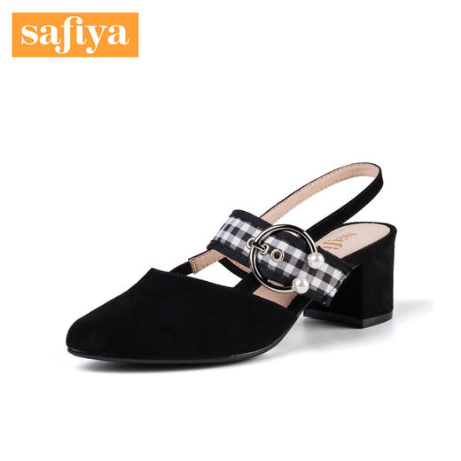 商场同款 | Safiya/索菲娅时尚格子中跟凉鞋都市尖头2019单鞋SF91114111 商品图0