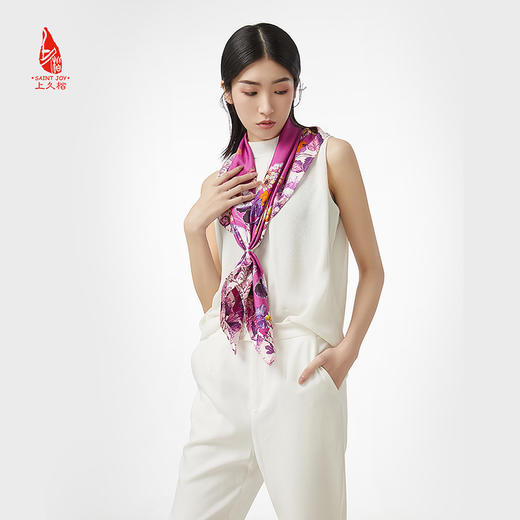 SAINTJOY/上久楷 真丝大方巾 生机·橙色 FJ16201 商品图14