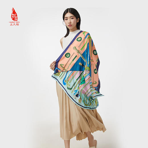SAINTJOY/上久楷 真丝方巾 物语良品紫色&蓝色FJS19005 商品图3