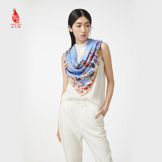 SAINTJOY/上久楷 真丝大方巾 生机·橙色 FJ16201 商品图10