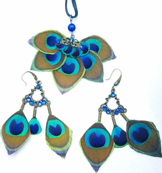 W°蓝羽耳坠 商品图0