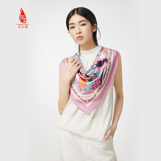 SAINTJOY/上久楷 真丝方巾 礼仪之花FJS19050 商品图1