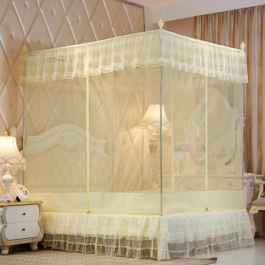 MR坐床拉链三开门有底蚊帐不锈钢管加粗加厚防摔铁艺钢管1.5m1.8米 商品图2