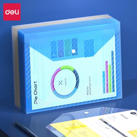 得力按扣文件袋5501透明A4  横式 商品图1