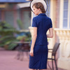 IWY/时尚蓝色条纹双排扣西装套裙欧美职业装套装OL工作服制服女装CS0341 商品缩略图4