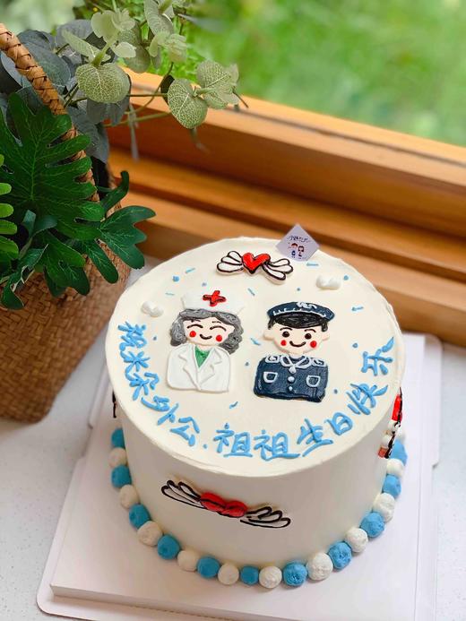 手绘医生警察奶油蛋糕 下单前请仔细阅读商品详情 商品图1
