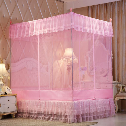 MR坐床拉链三开门有底蚊帐不锈钢管加粗加厚防摔铁艺钢管1.5m1.8米 商品图1