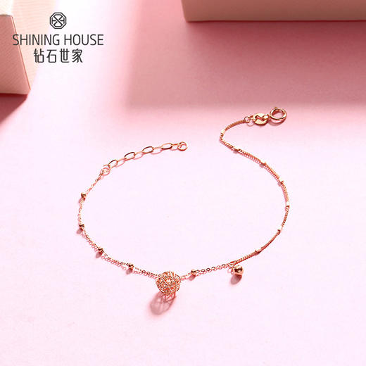 【时尚K金】钻石世家 18K金手链 甜蜜星球立体镂空球形手链（约1.11克） 商品图3