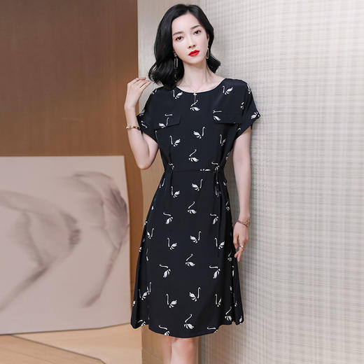 上海旗袍厂ASE-2326正宗真丝连衣裙2021新款夏季印花气质桑蚕丝裙子优雅潮 商品图3