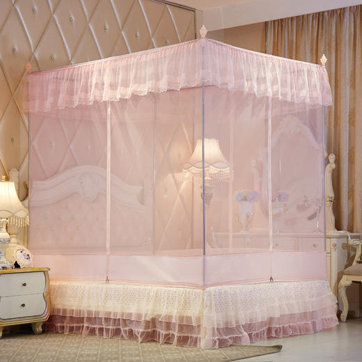 MR坐床拉链三开门有底蚊帐不锈钢管加粗加厚防摔铁艺钢管1.5m1.8米 商品图3