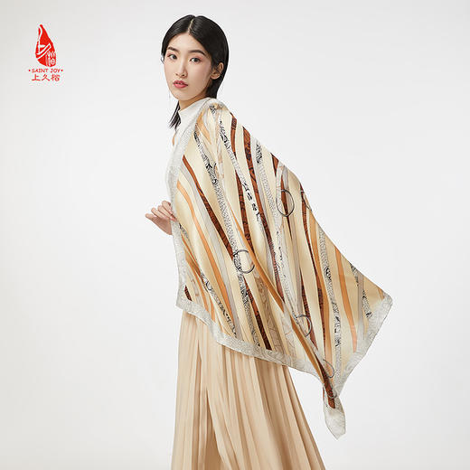 SAINTJOY/上久楷 真丝方巾 丝丝入扣·桔色 FJ16030 商品图10