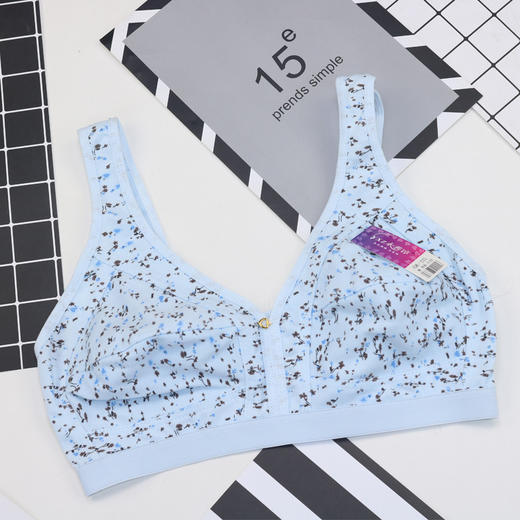 YY-印花背心女睡眠文胸薄款棉质背心式文胸软棉内衣无钢圈胸罩 商品图8