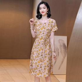 上海旗袍厂ASE-2326正宗真丝连衣裙2021新款夏季印花气质桑蚕丝裙子优雅潮