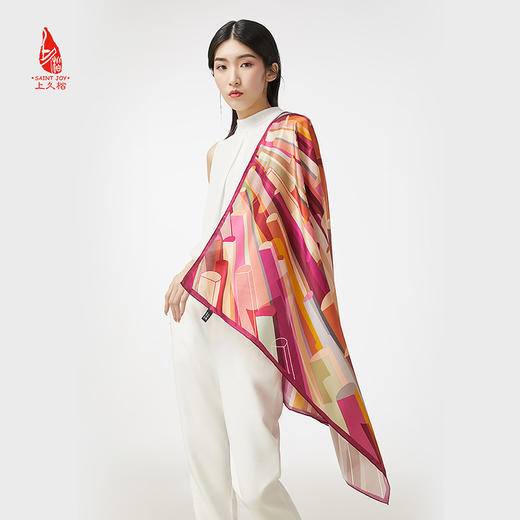 SAINTJOY/上久楷 真丝方巾 荟聚·红色 FJ17009 商品图1