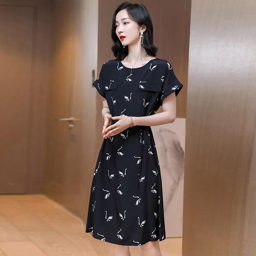 上海旗袍厂ASE-2326正宗真丝连衣裙2021新款夏季印花气质桑蚕丝裙子优雅潮 商品图2